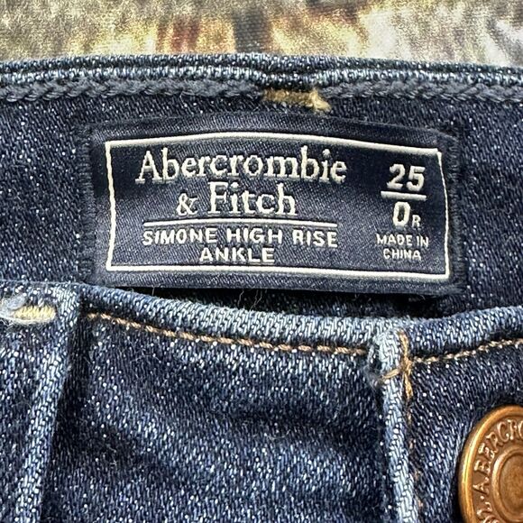 Abercrombie & Fitch Jeans Womens 0R/25‎ Blue Simone High-rise Ankle Distressed - Picture 5 of 14
